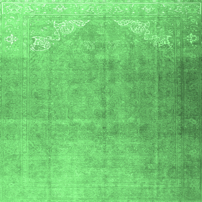 Square Machine Washable Persian Emerald Green Traditional Area Rugs, wshtr3253emgrn
