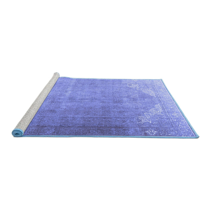 Sideview of Machine Washable Persian Blue Traditional Rug, wshtr3253blu