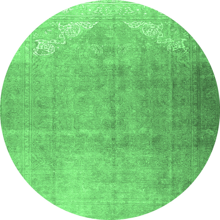 Round Persian Emerald Green Traditional Rug, tr3253emgrn