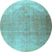 Round Persian Light Blue Traditional Rug, tr3253lblu