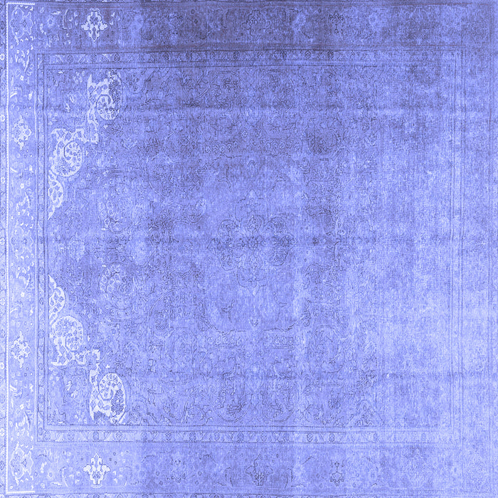 Square Machine Washable Persian Blue Traditional Rug, wshtr3253blu