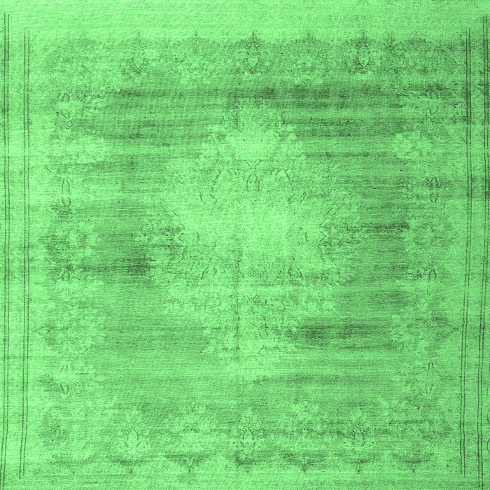 Square Machine Washable Persian Emerald Green Traditional Area Rugs, wshtr3254emgrn