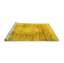 Sideview of Machine Washable Persian Yellow Traditional Rug, wshtr3254yw