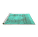 Sideview of Machine Washable Persian Turquoise Traditional Area Rugs, wshtr3254turq