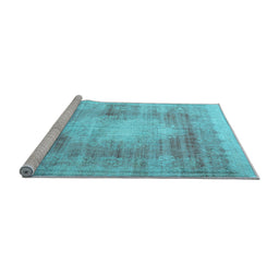 Sideview of Machine Washable Persian Light Blue Traditional Rug, wshtr3254lblu