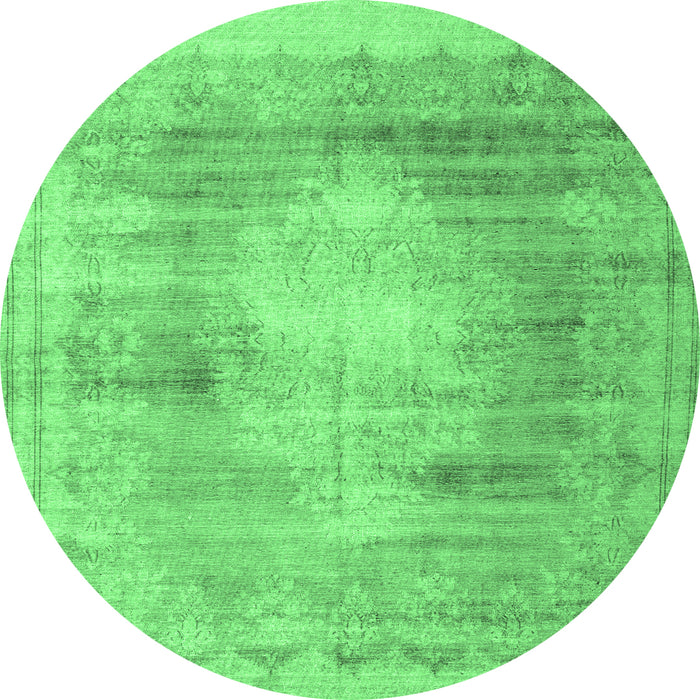 Round Persian Emerald Green Traditional Rug, tr3254emgrn