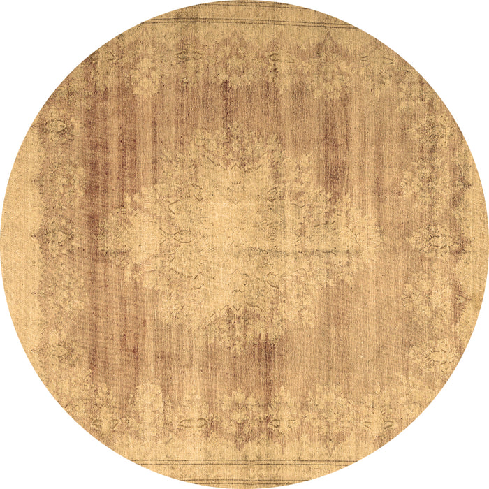 Round Persian Brown Traditional Rug, tr3254brn