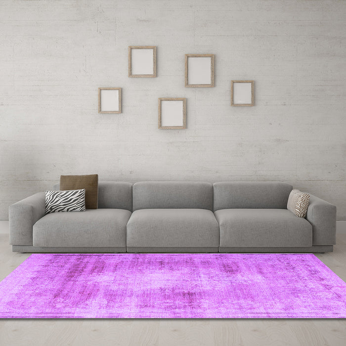 Machine Washable Persian Purple Traditional Area Rugs in a Living Room, wshtr3254pur