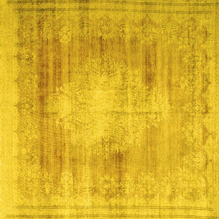 Square Machine Washable Persian Yellow Traditional Rug, wshtr3254yw