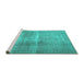 Sideview of Machine Washable Persian Turquoise Traditional Area Rugs, wshtr3255turq