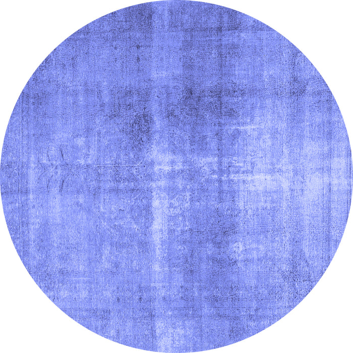 Round Machine Washable Persian Blue Traditional Rug, wshtr3255blu