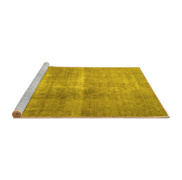 Sideview of Machine Washable Persian Yellow Traditional Rug, wshtr3255yw