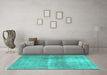 Machine Washable Persian Turquoise Traditional Area Rugs in a Living Room,, wshtr3255turq