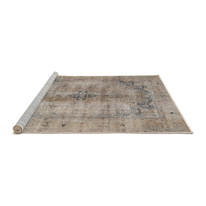 Sideview of Machine Washable Traditional Dark Almond Brown Rug, wshtr3256