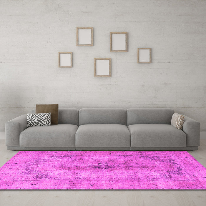 Machine Washable Persian Pink Traditional Rug in a Living Room, wshtr3256pnk