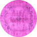Round Persian Pink Traditional Rug, tr3256pnk