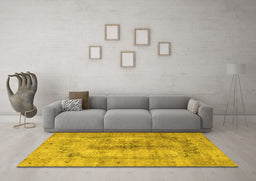 Machine Washable Persian Yellow Traditional Rug in a Living Room, wshtr3256yw