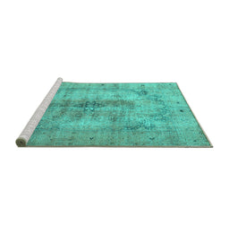 Sideview of Machine Washable Persian Turquoise Traditional Area Rugs, wshtr3256turq