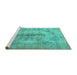 Sideview of Machine Washable Persian Turquoise Traditional Area Rugs, wshtr3256turq