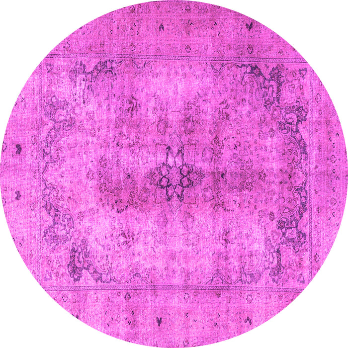 Round Machine Washable Persian Pink Traditional Rug, wshtr3256pnk