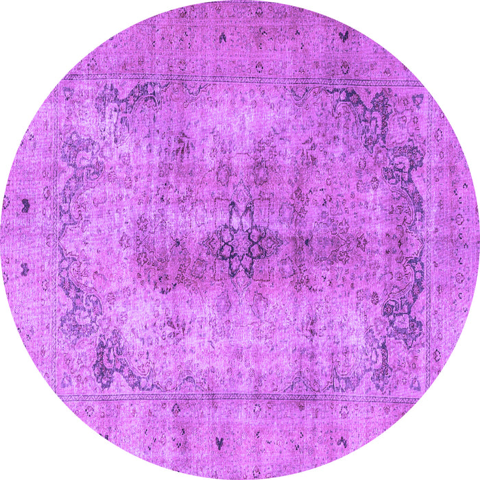 Round Machine Washable Persian Purple Traditional Area Rugs, wshtr3256pur