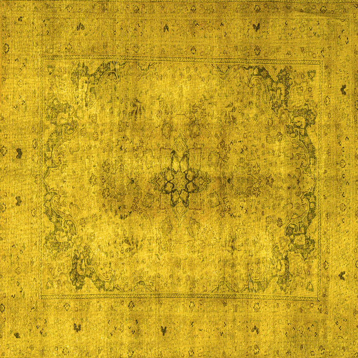 Square Machine Washable Persian Yellow Traditional Rug, wshtr3256yw