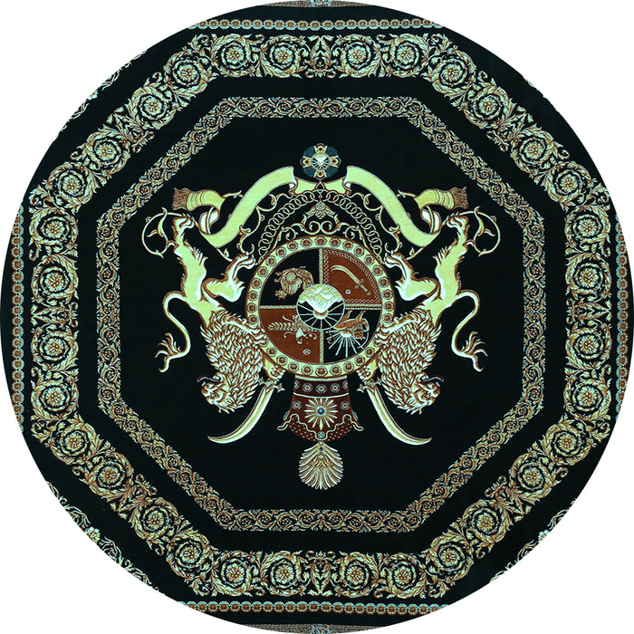 Round Machine Washable Persian Light Blue Traditional Rug, wshtr3257lblu