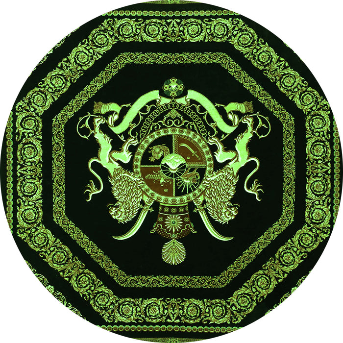 Square Persian Green Traditional Rug, tr3257grn