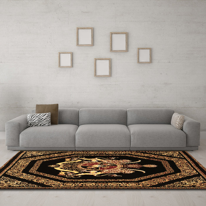 Machine Washable Persian Brown Traditional Rug in a Living Room,, wshtr3257brn