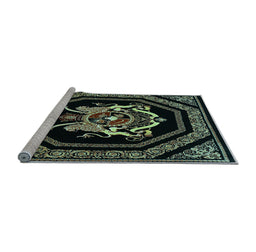 Sideview of Machine Washable Persian Light Blue Traditional Rug, wshtr3257lblu