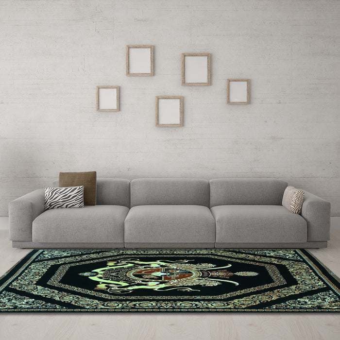 Machine Washable Persian Light Blue Traditional Rug in a Living Room, wshtr3257lblu