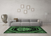 Machine Washable Persian Emerald Green Traditional Rug, wshtr3257emgrn