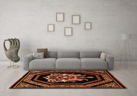 Machine Washable Persian Orange Traditional Rug, wshtr3257org