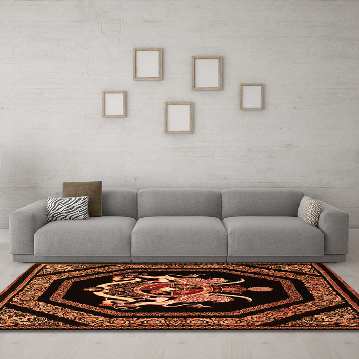 Machine Washable Persian Orange Traditional Area Rugs in a Living Room, wshtr3257org