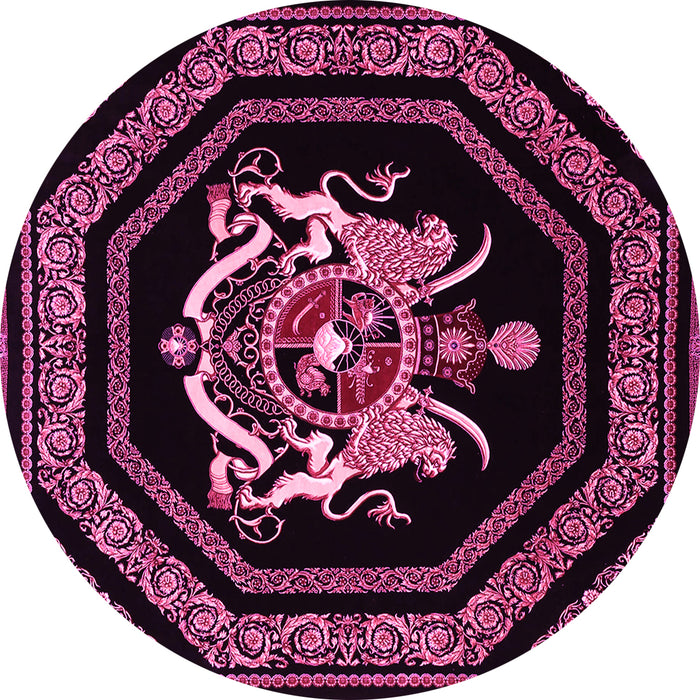 Round Persian Pink Traditional Rug, tr3257pnk