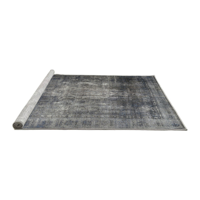 Sideview of Machine Washable Traditional Carbon Gray Rug, wshtr3258