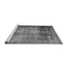 Sideview of Machine Washable Traditional Carbon Gray Rug, wshtr3258