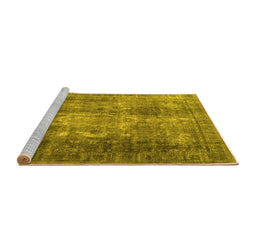 Sideview of Machine Washable Persian Yellow Traditional Rug, wshtr3258yw