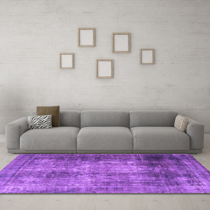 Machine Washable Persian Purple Traditional Area Rugs in a Living Room, wshtr3258pur