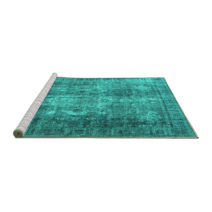 Sideview of Machine Washable Persian Turquoise Traditional Area Rugs, wshtr3258turq