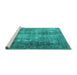 Sideview of Machine Washable Persian Turquoise Traditional Area Rugs, wshtr3258turq