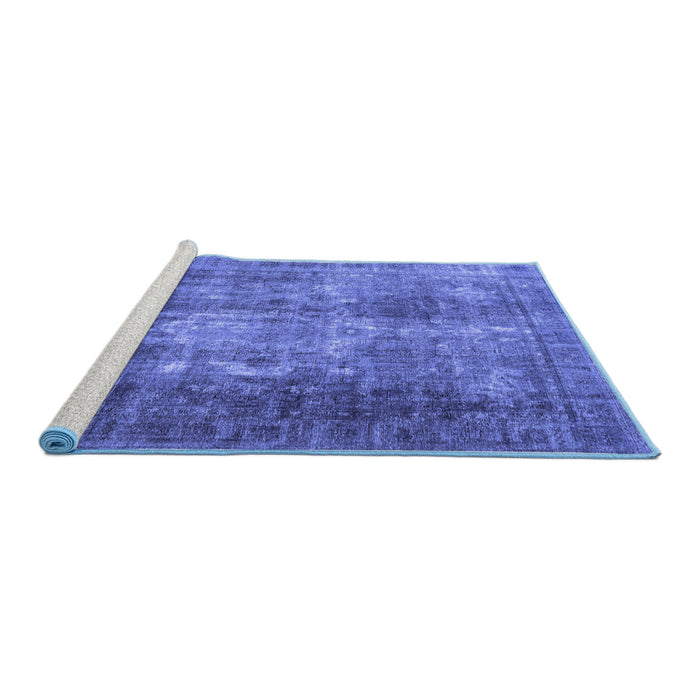 Sideview of Machine Washable Persian Blue Traditional Rug, wshtr3258blu