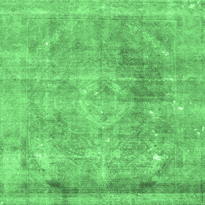 Square Machine Washable Persian Emerald Green Traditional Area Rugs, wshtr3259emgrn