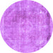 Round Persian Purple Traditional Rug, tr3259pur