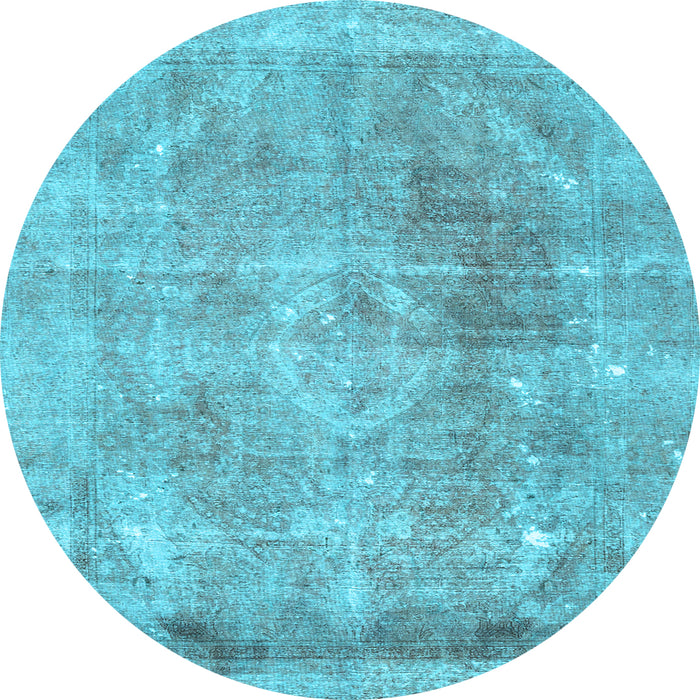 Round Machine Washable Persian Light Blue Traditional Rug, wshtr3259lblu