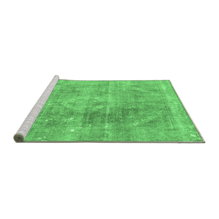 Sideview of Machine Washable Persian Emerald Green Traditional Area Rugs, wshtr3259emgrn