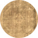 Round Persian Brown Traditional Rug, tr3259brn