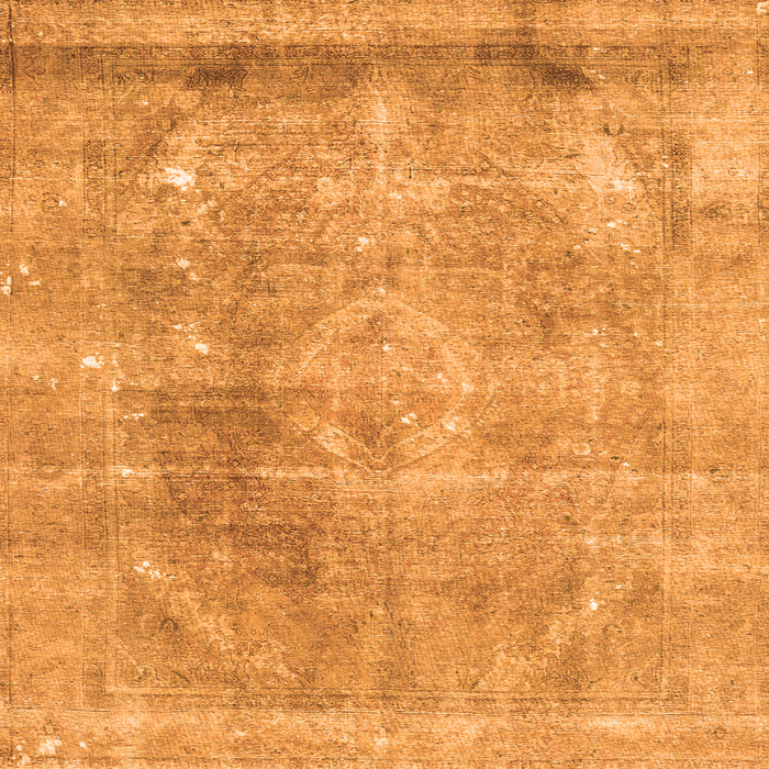 Round Machine Washable Persian Orange Traditional Area Rugs, wshtr3259org