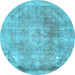 Round Persian Light Blue Traditional Rug, tr3259lblu