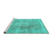 Sideview of Machine Washable Persian Turquoise Traditional Area Rugs, wshtr3259turq